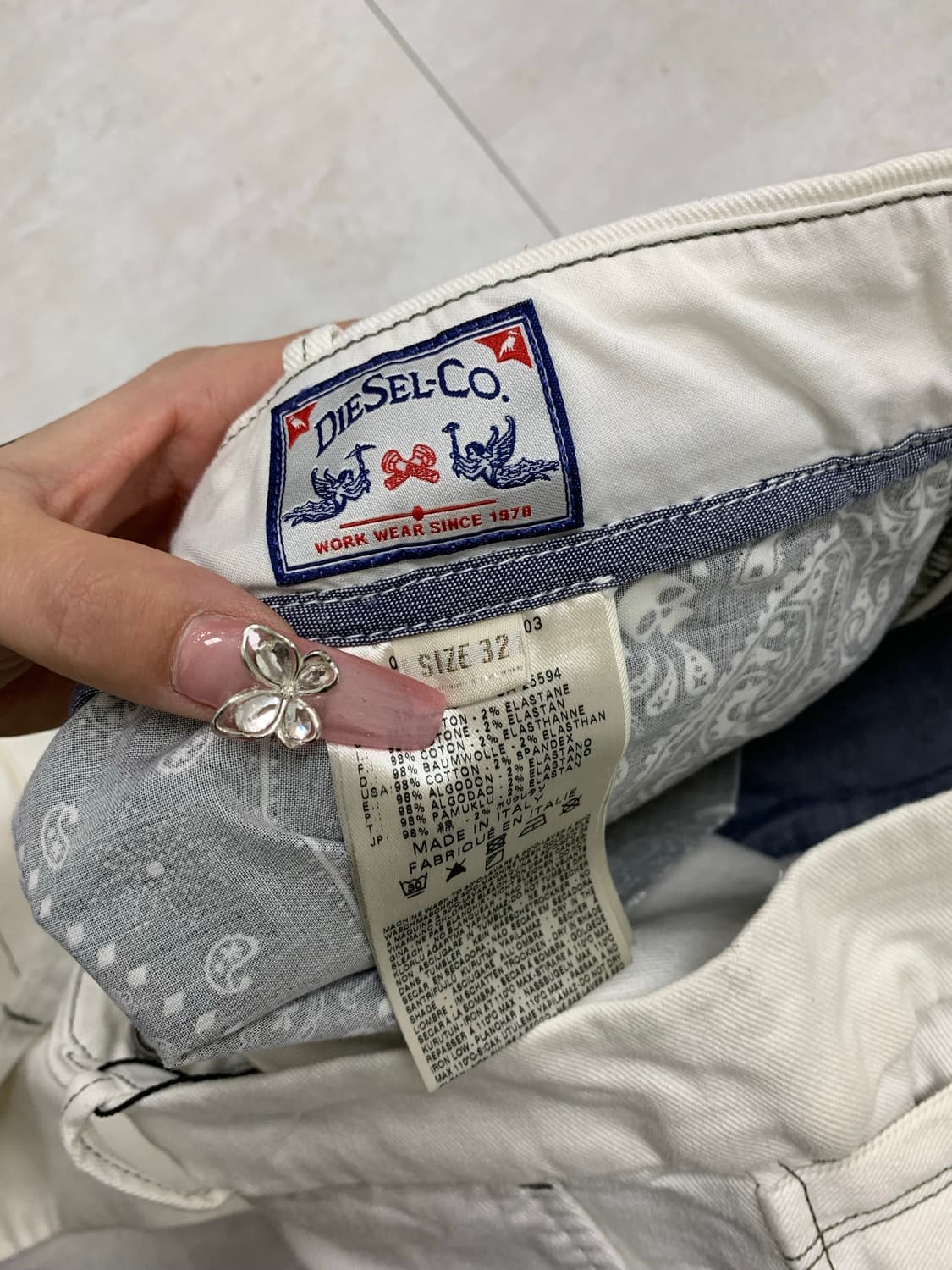 디젤 화이트 디테일 코튼 팬츠 #115 상품이미지5