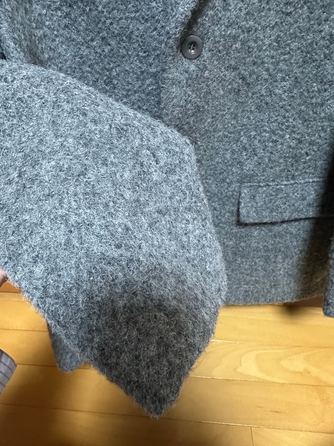 던스트 3버튼 부클 울 자켓 멜란지그레이 상품이미지3