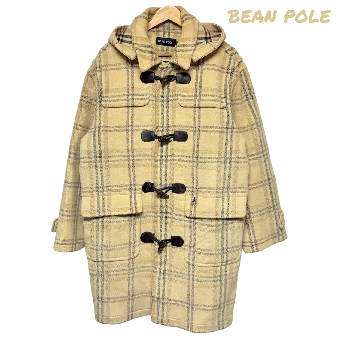 3724 빈폴 베이지 체크 떡볶이코트 더플코트 상품이미지1