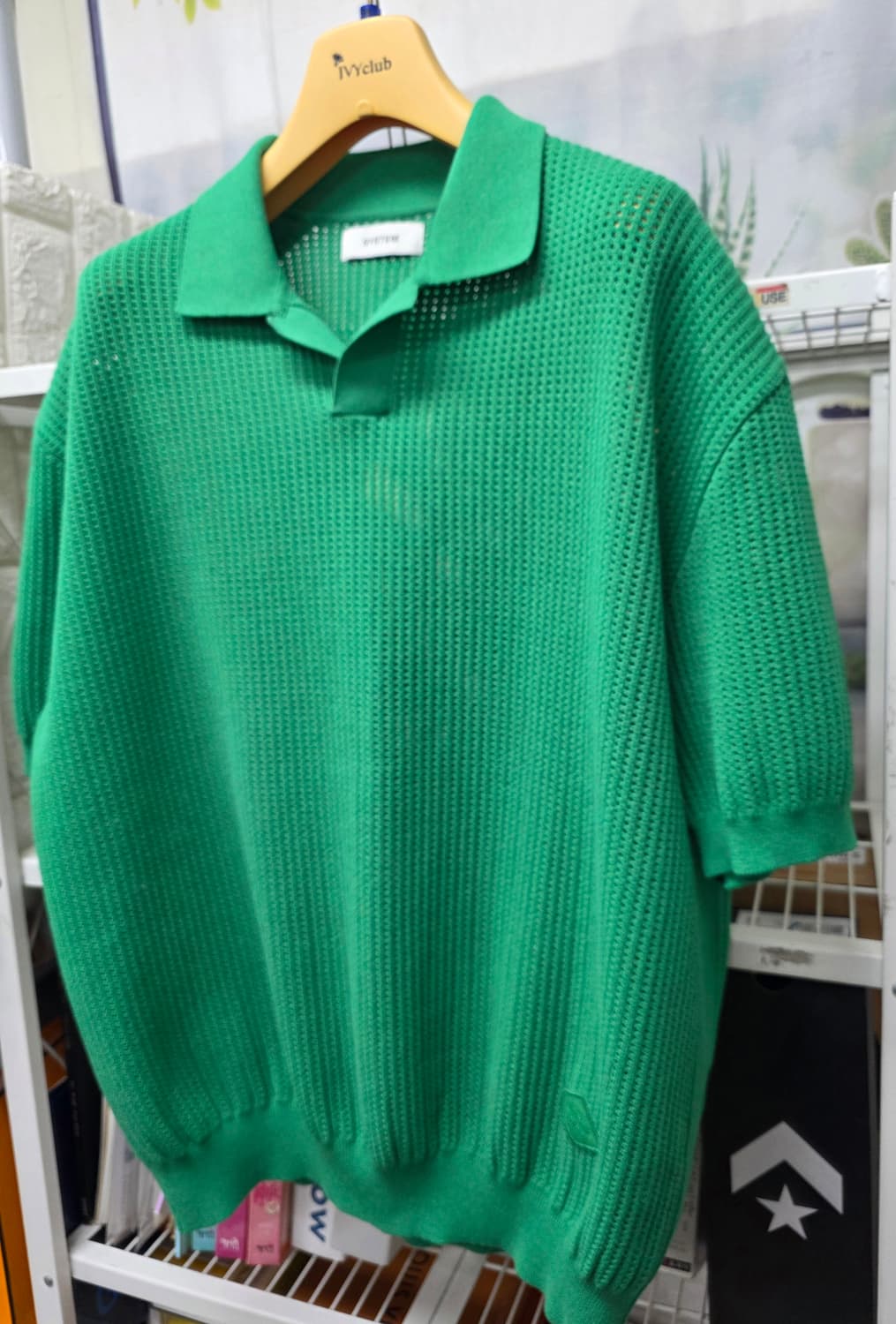 시스템옴므 남성 반팔니트티 105 그린 아일렛 펀칭 카라니트티 MM60 상품이미지2