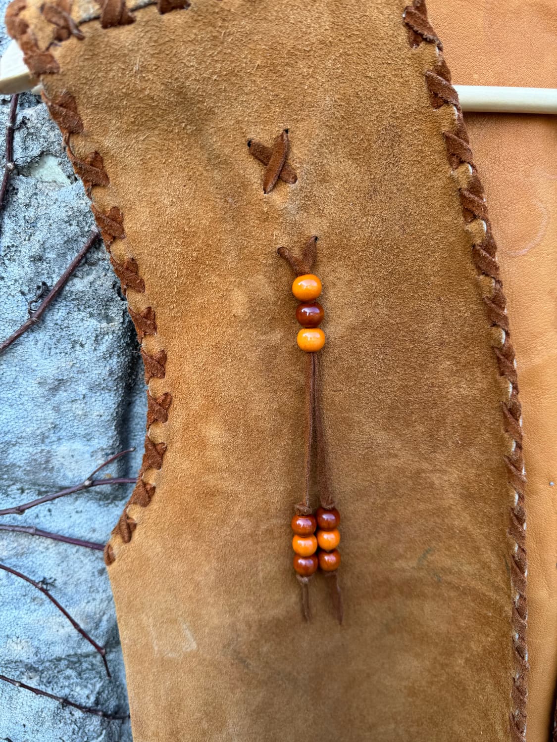 빈티지 스웨이드 비즈 보헤미안 패치 업 웨스턴 베스트 상품이미지4