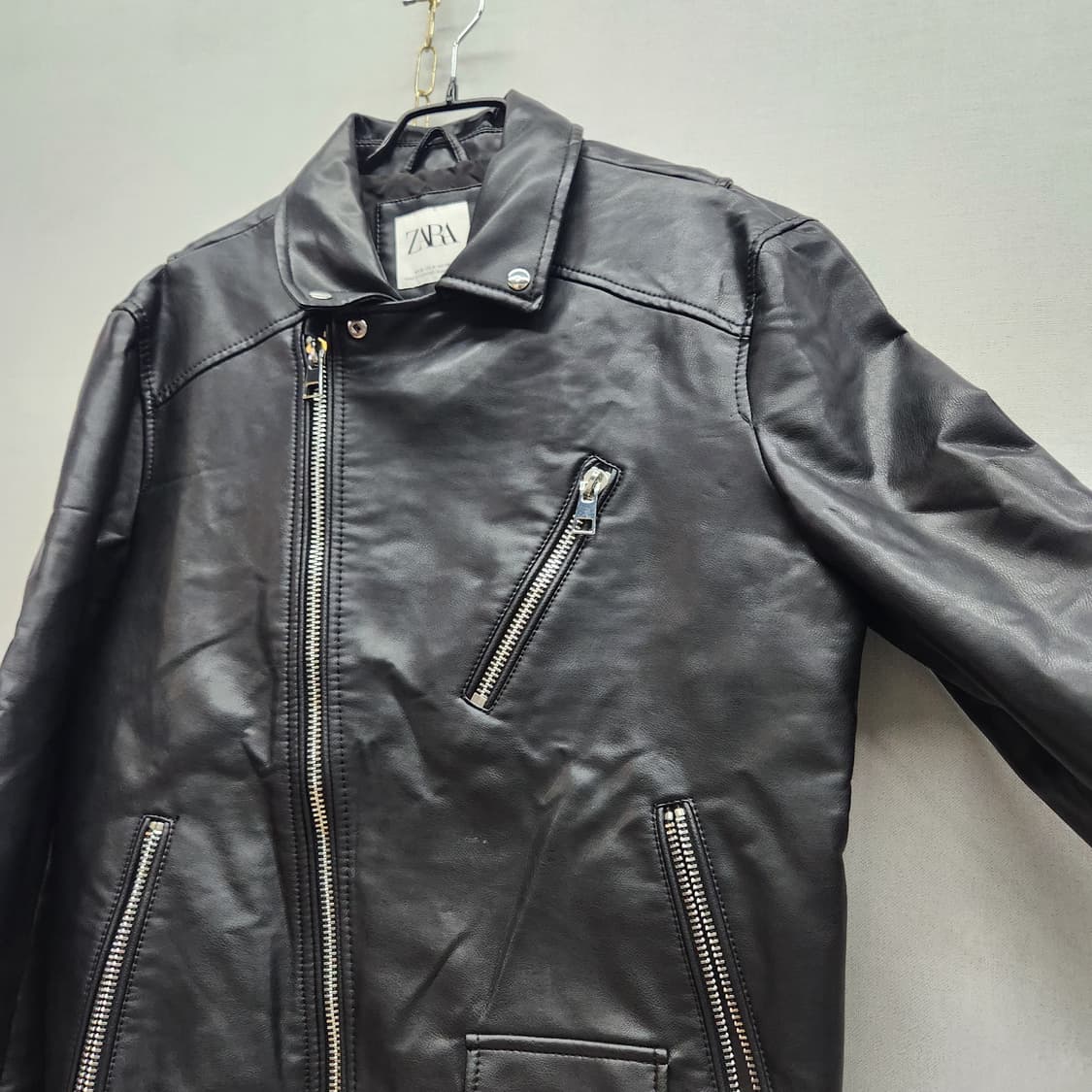 자라 에코 레더 라이더 가죽 자켓 M(M) 상품이미지3