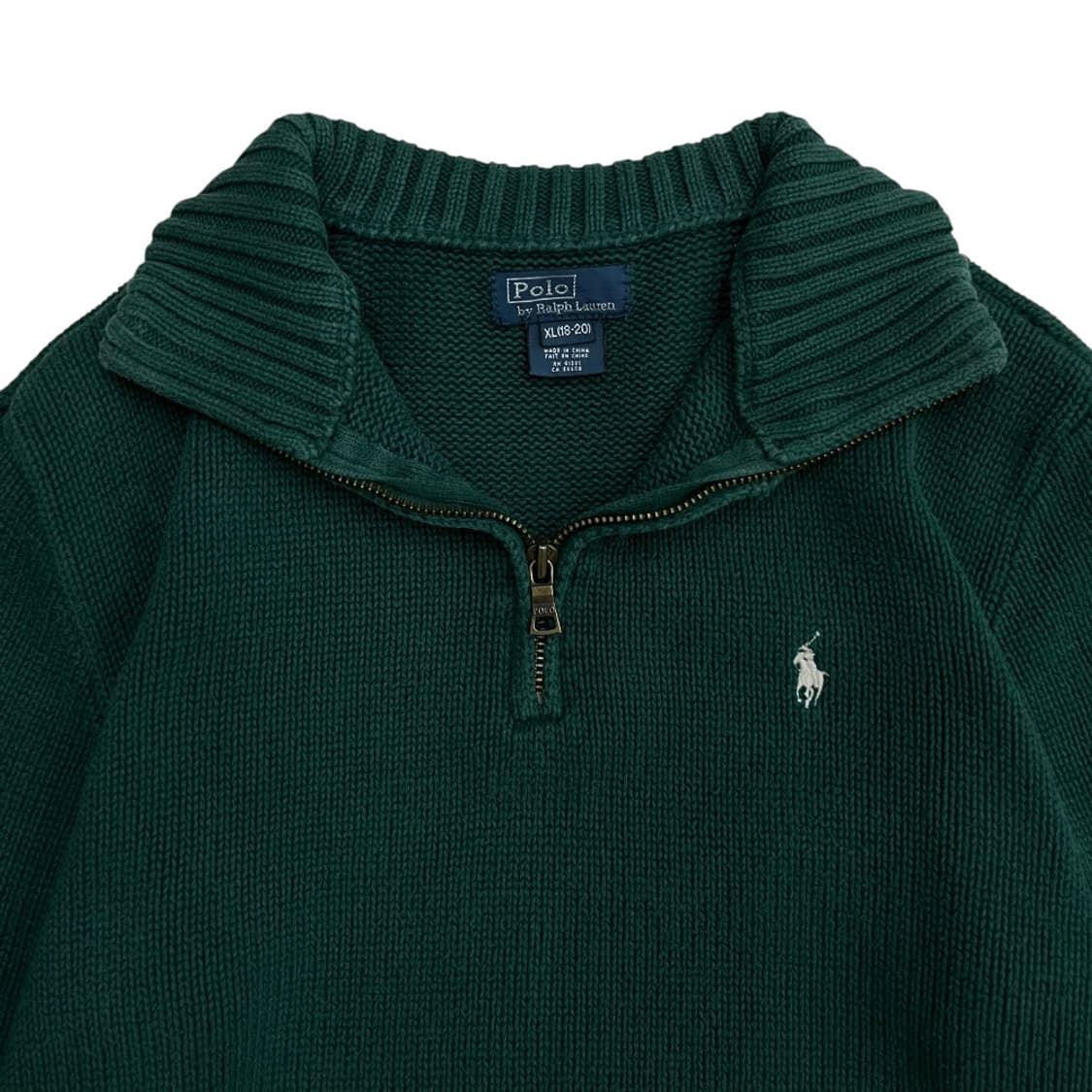 폴로 랄프로렌 화이트포니 그린 반집업 니트 XL 상품이미지4