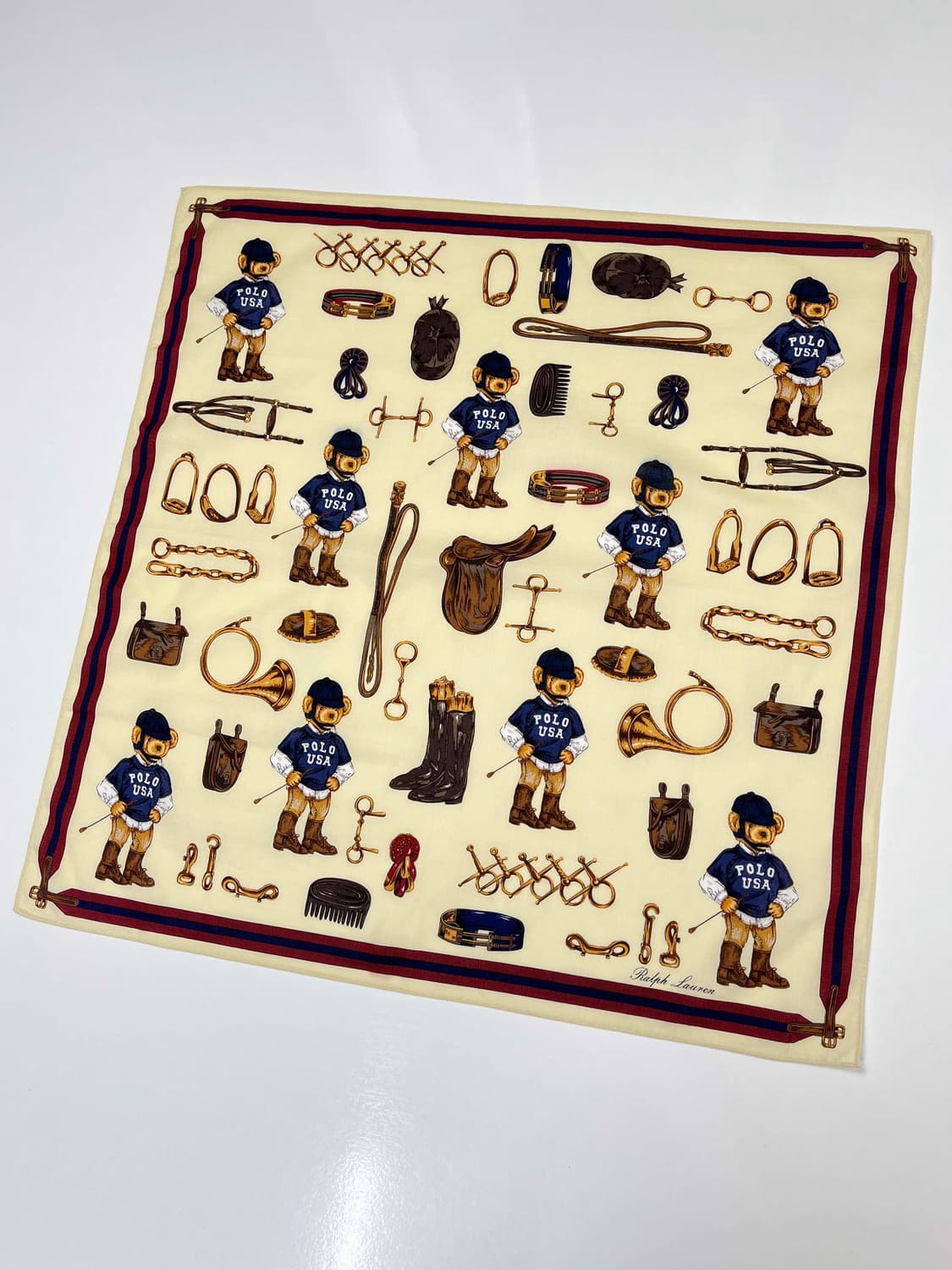 90's 폴로 랄프로렌 홀스빗 베어 올오버 스카프 상품이미지1