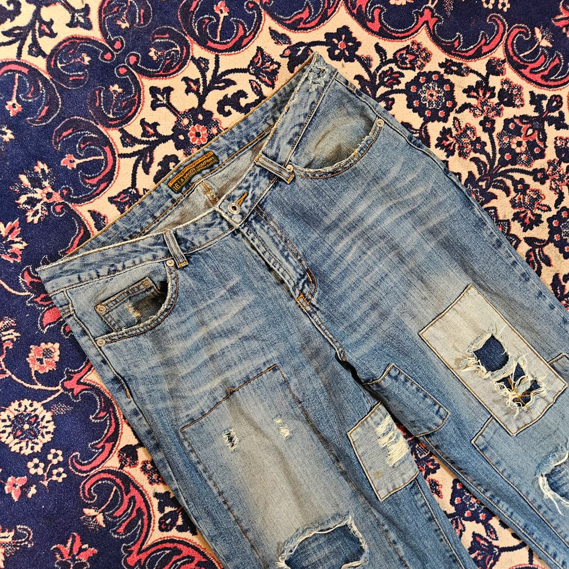 LABAGGY Company 빈티지 덧댐 워싱 레귤러핏 데님팬츠 상품이미지2