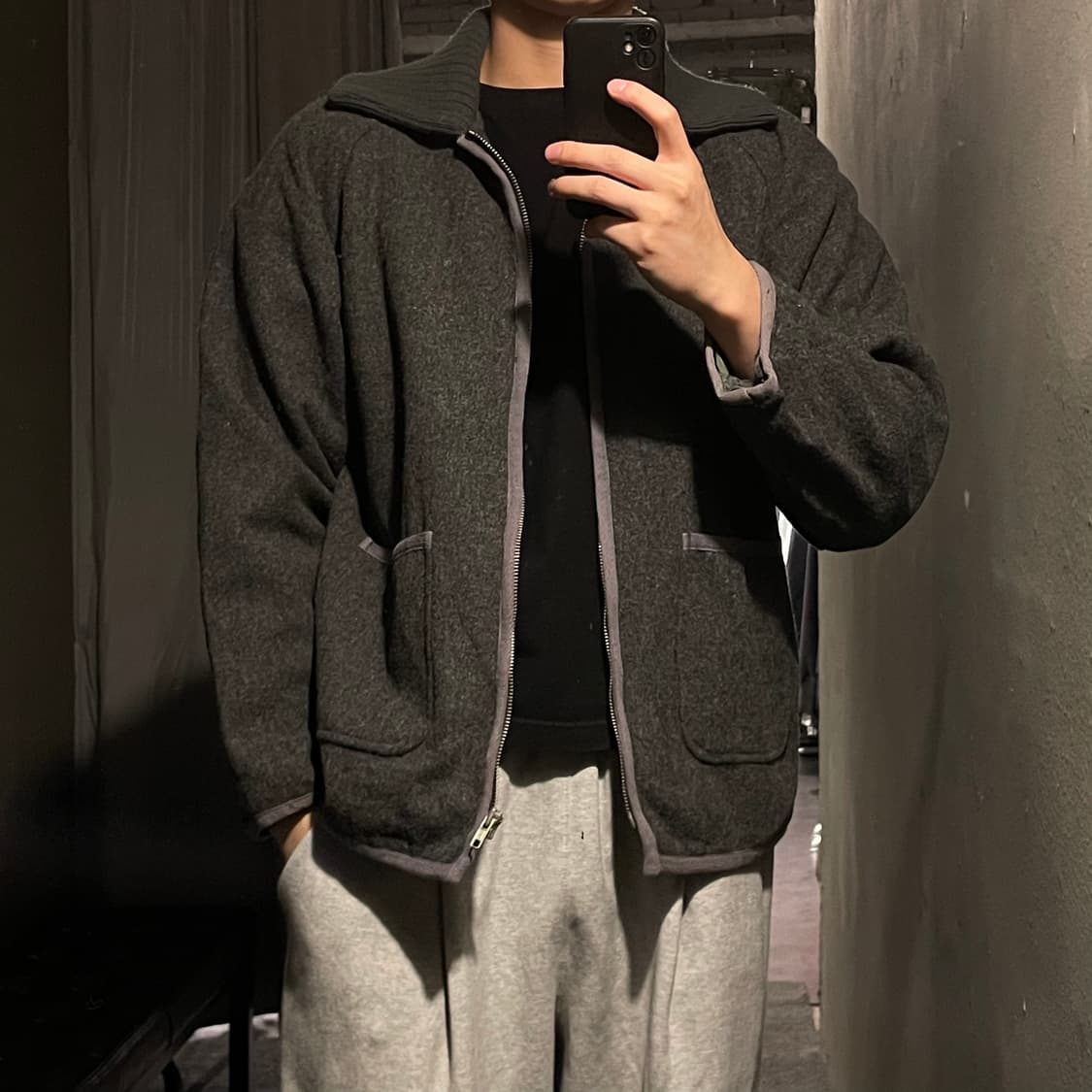 OLIVE DES OLIVE 그레이 이너퀼팅 패디드 울 블렌드 캐주얼자켓 상품이미지1