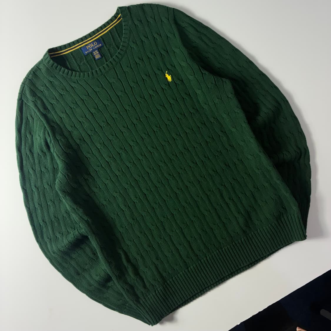 Polo  폴로 랄프로렌 자수 코튼 그린 꽈배기 니트  상품이미지2