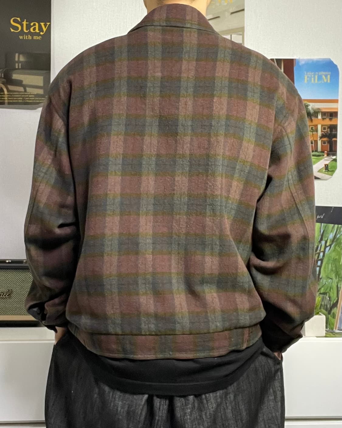 XL 위캔드 오로라 체크패턴 울 블루종 상품이미지2