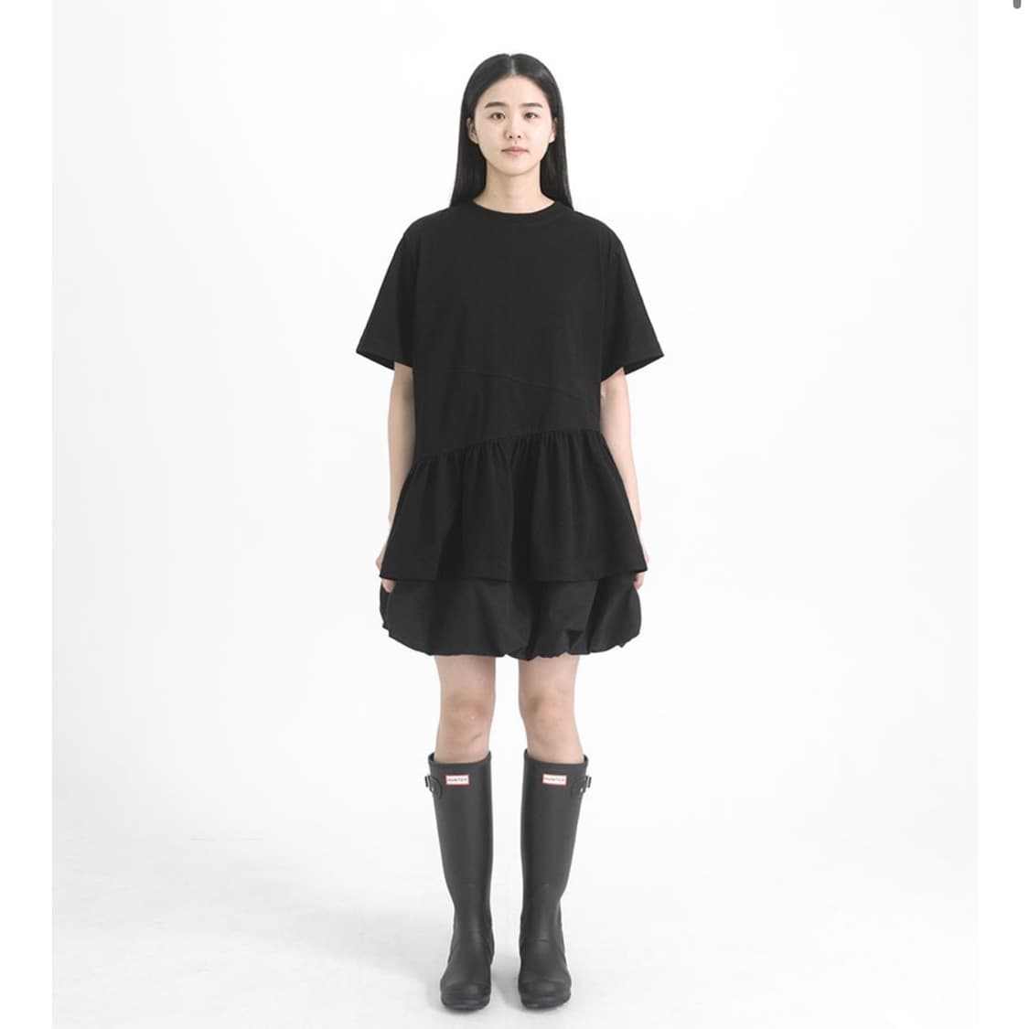유노이아 Half Sleeve Cut Line Frill T Shirt 상품이미지1