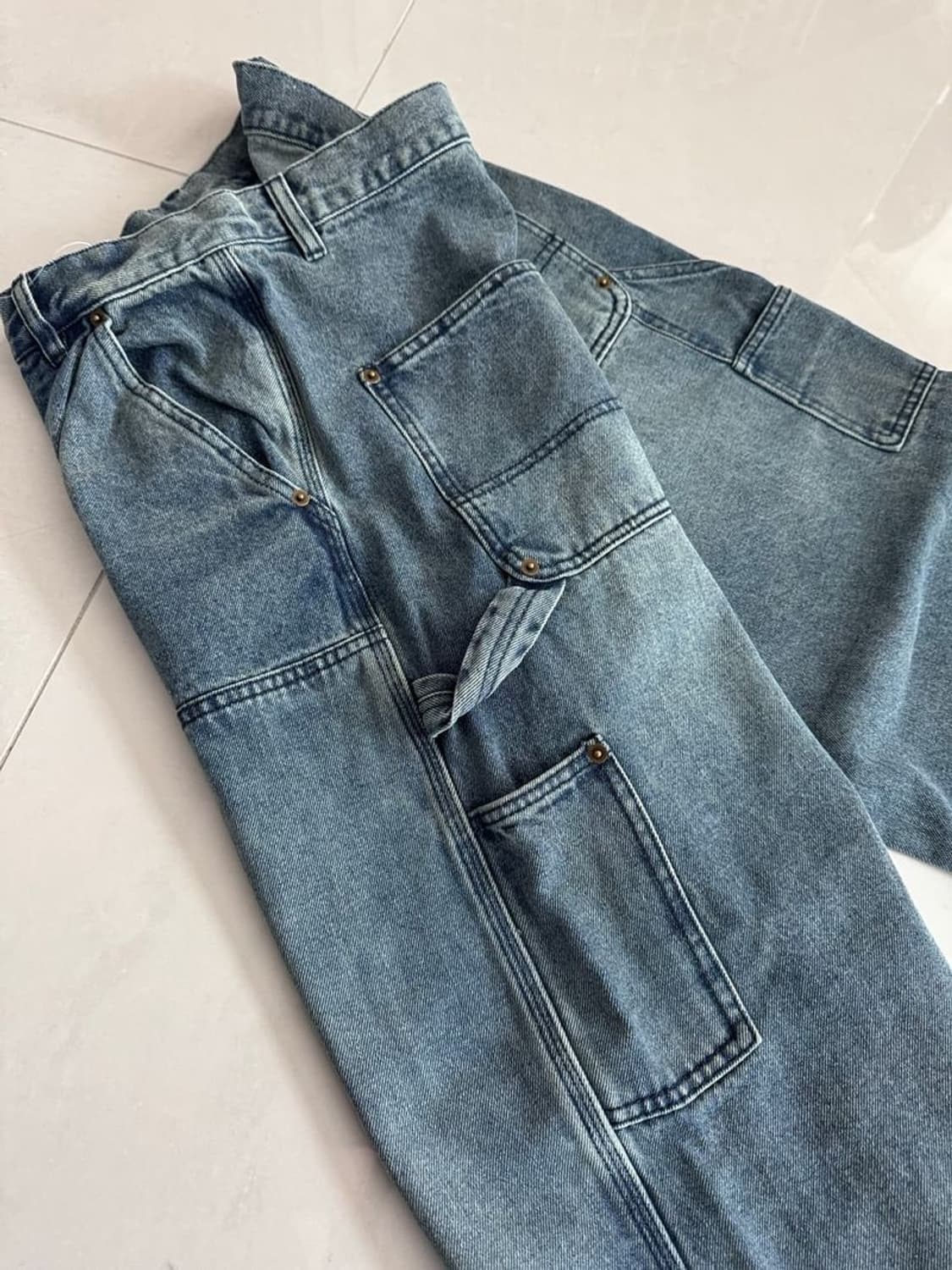 STRAIGHT WIDE DENIM 스트레이트 와이드 더블 니 데님 상품이미지7