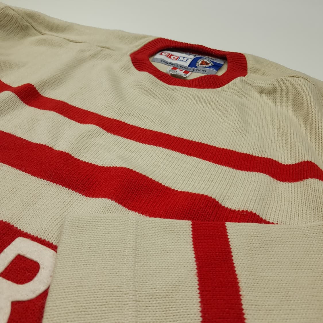 CL214 XL CCM 캐나다판 NHL 레드윙스 크림 하키스웨터 상품이미지4