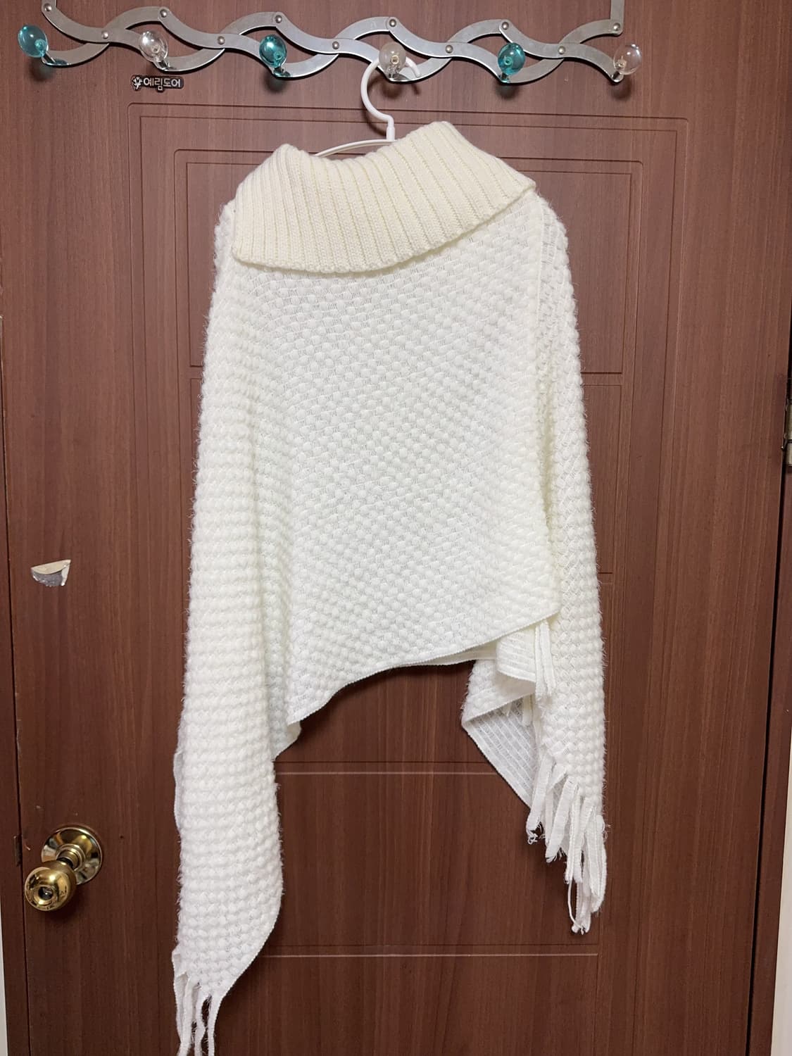 모리걸 하구미 지뢰계 빈티지 아이보리 단추 니트 판쵸 상품이미지3