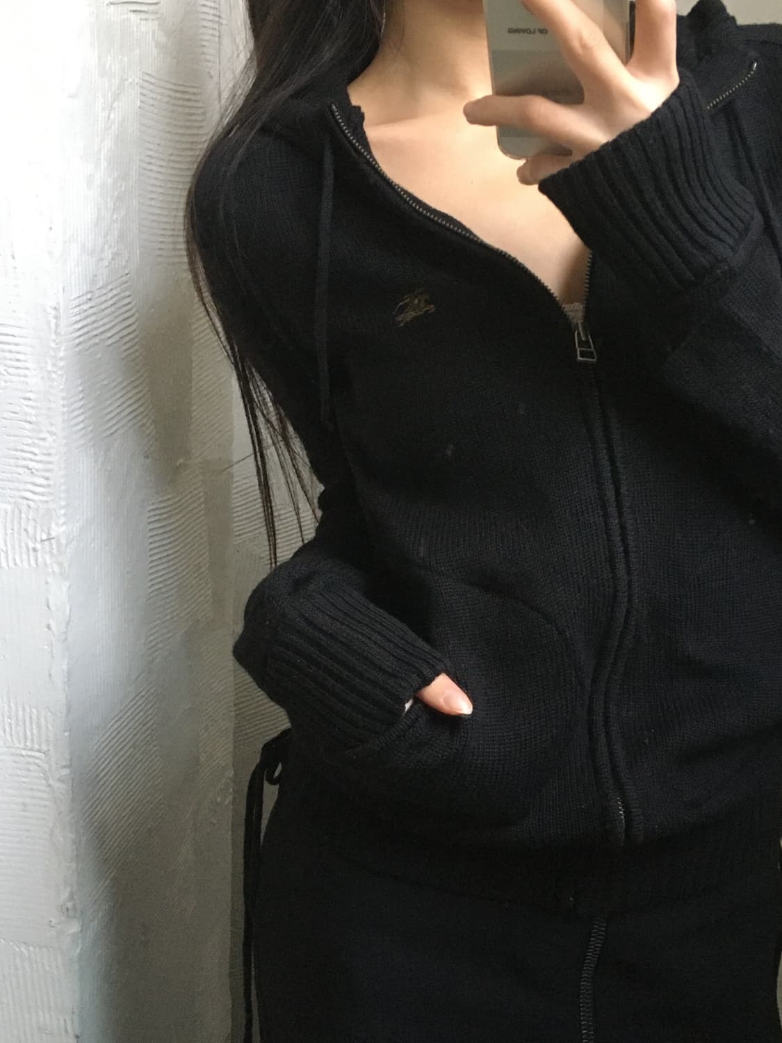 Burberry 버버리 블루라벨 블랙 울 후드집업 상품이미지1