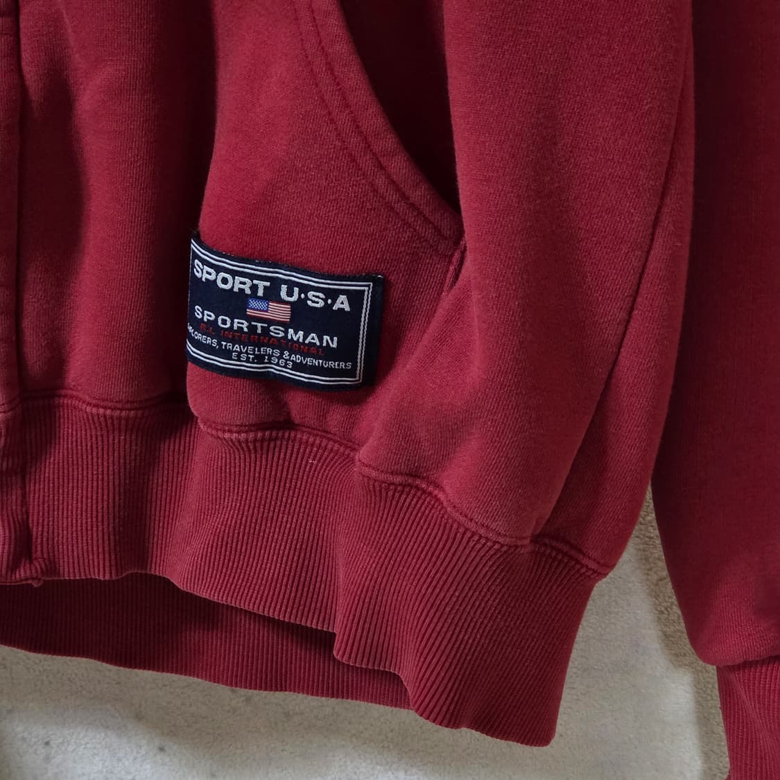 레터링 패치 올드스쿨 레드 후드집업 상품이미지3