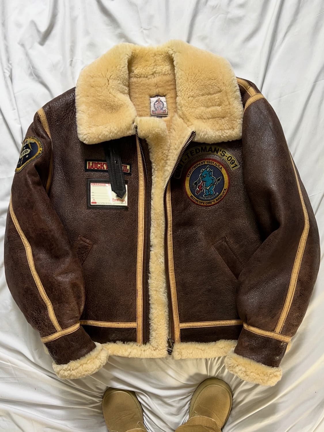 90s 테드컴퍼니 B-3 무스탕 가죽자켓 상품이미지2