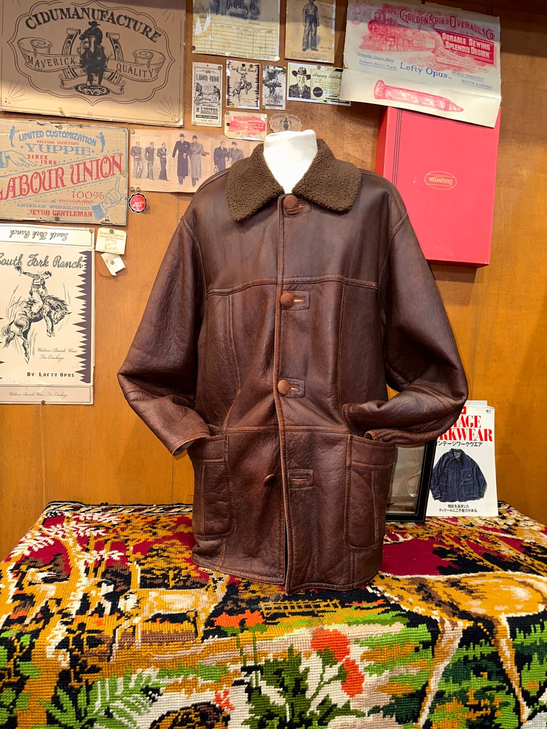 ( XL-2XL ) 가죽카코트 워크웨어 아메카지 가죽롱코트 가죽코트 상품이미지1