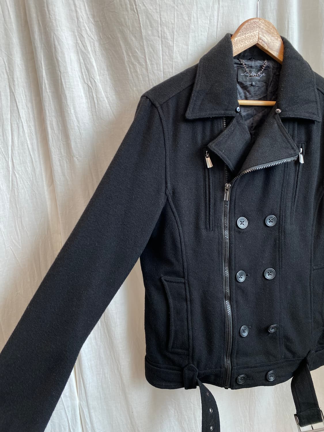 블랙 울혼방 피코트(M-L) 상품이미지5