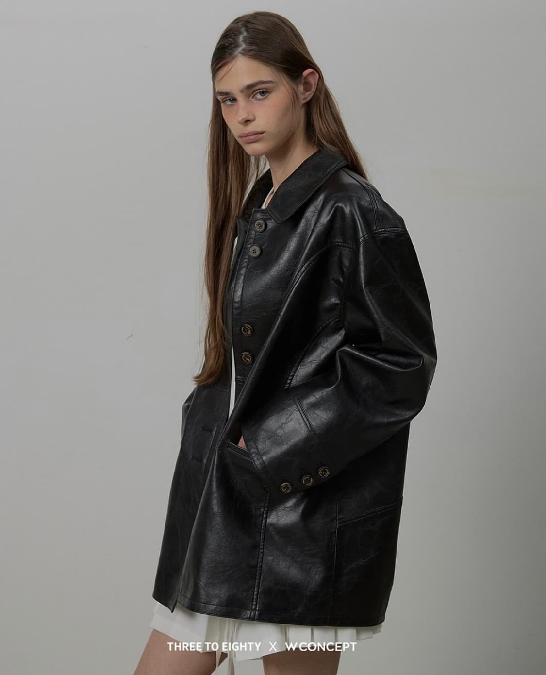 쓰리투에이티 스플릿 레더 자켓 블랙 상품이미지1