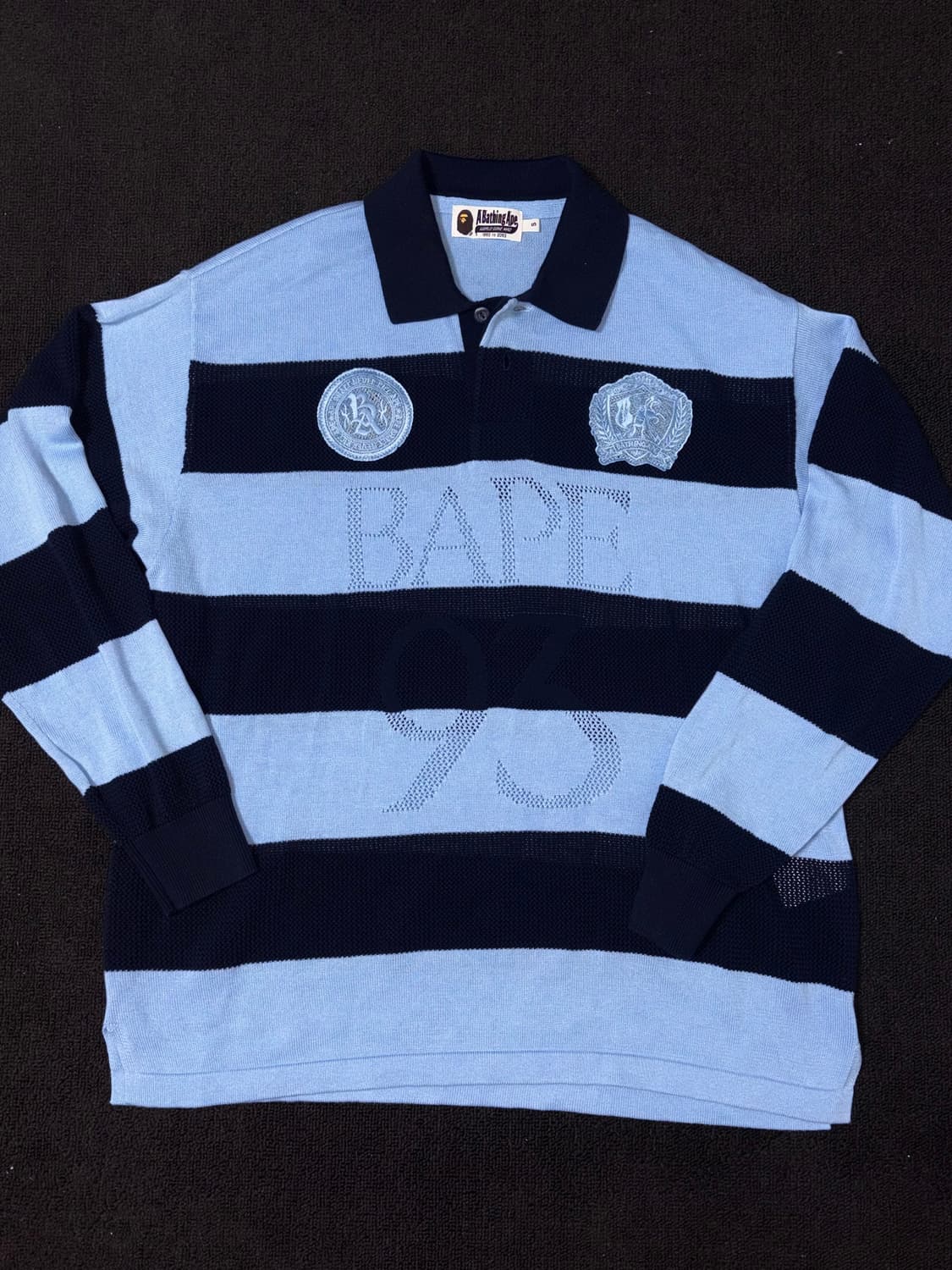 (택,포장포함) 베이프 자카드 멀티로고 스트라이프 릴렉스트 핏 티셔츠 상품이미지1