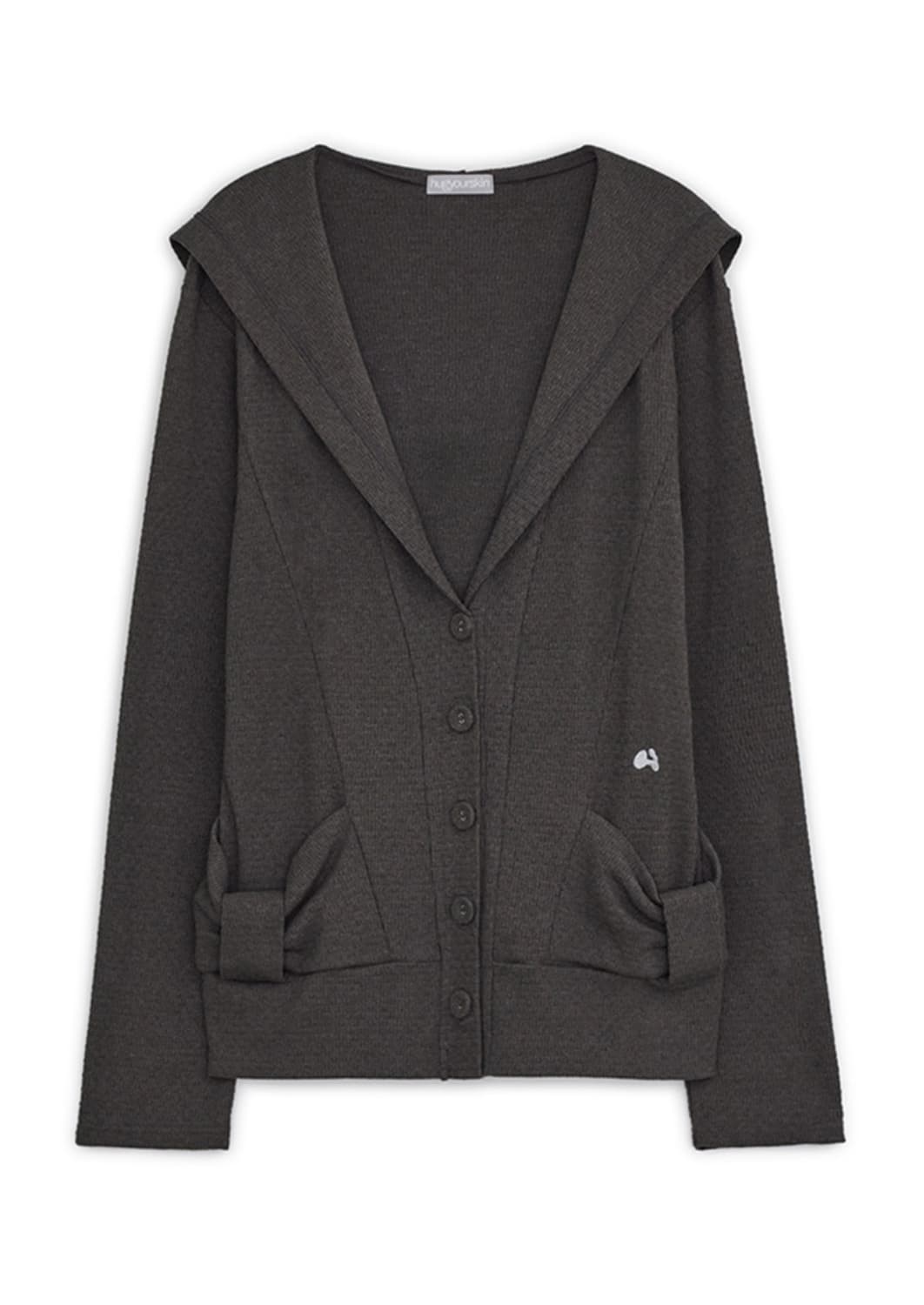 Hooded ribbon cardigan (Charcoal) 상품이미지1