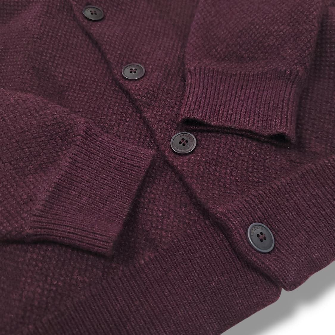 [100] 라코스테 버건디 울 혼방 숄 가디건 상품이미지6