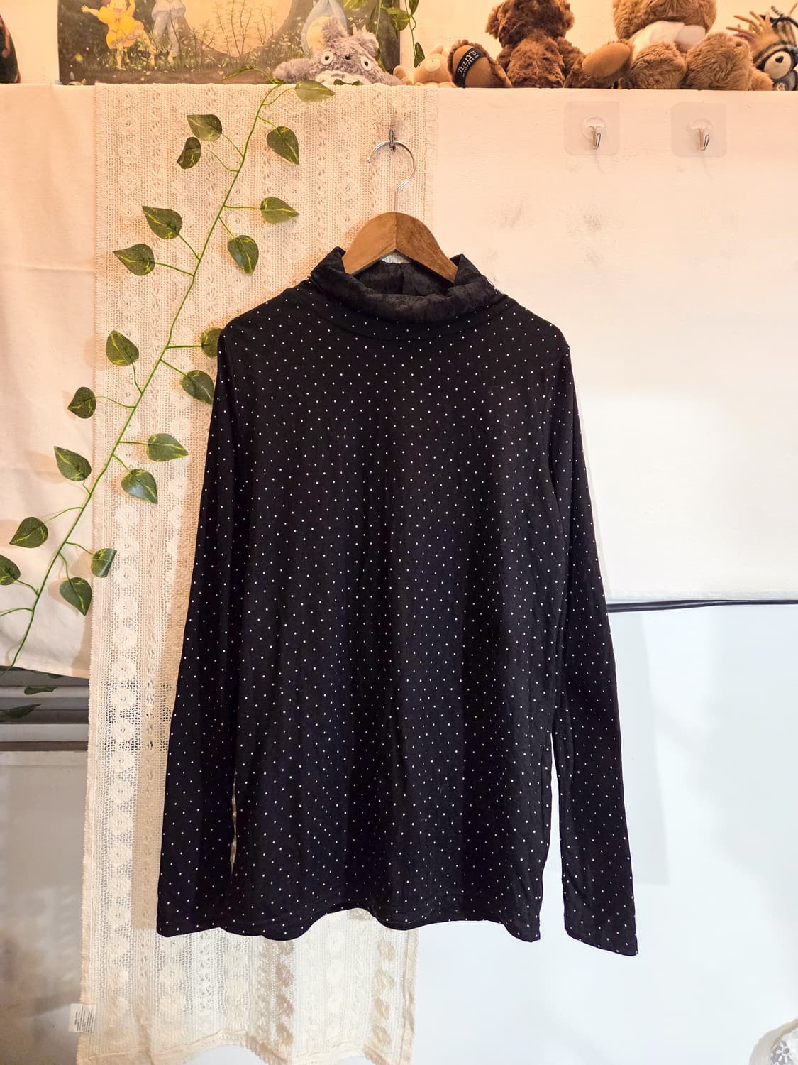 도트 레이스 목폴라 슬리브 상품이미지1