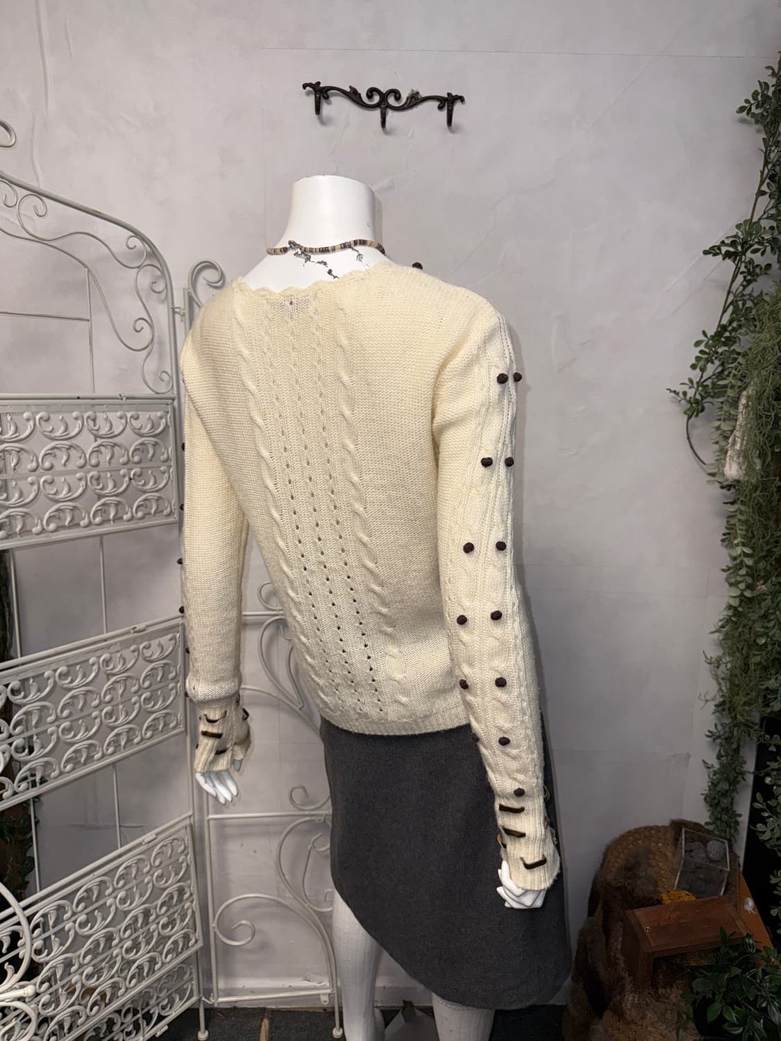 MOSCHINO ivory ribbon twist wool 가디건 상품이미지3