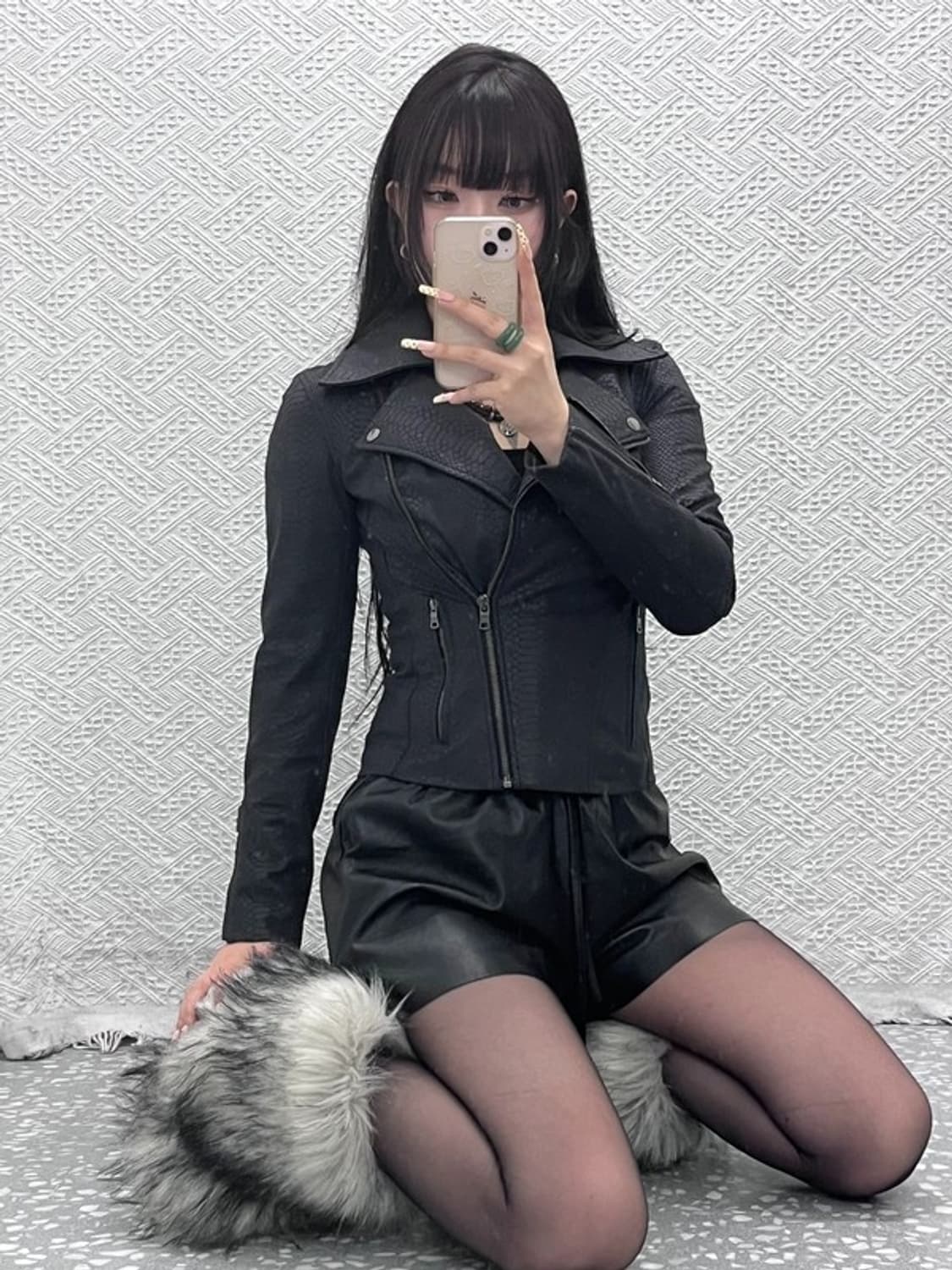 아르마니 익스체인지 스트릿 펑크 슬림 뱀피 라이더 자켓 XS C10059 상품이미지1