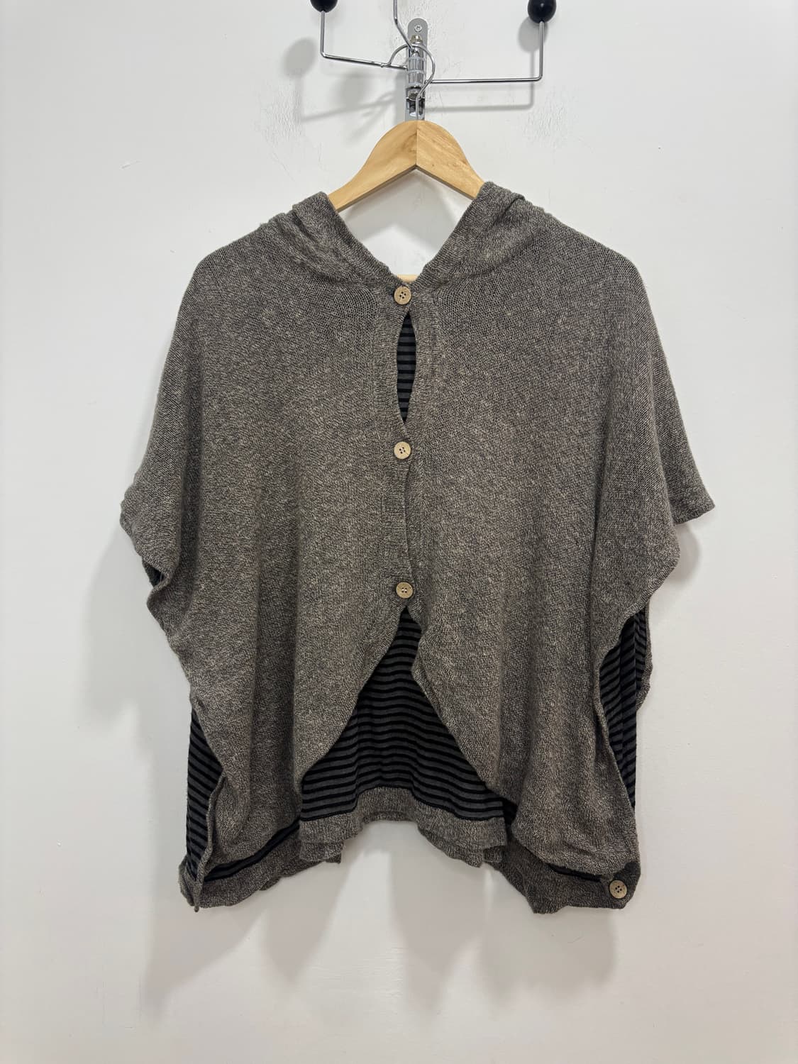 니트 스트라이프 리버시블 후드 케이프 망토 상품이미지6