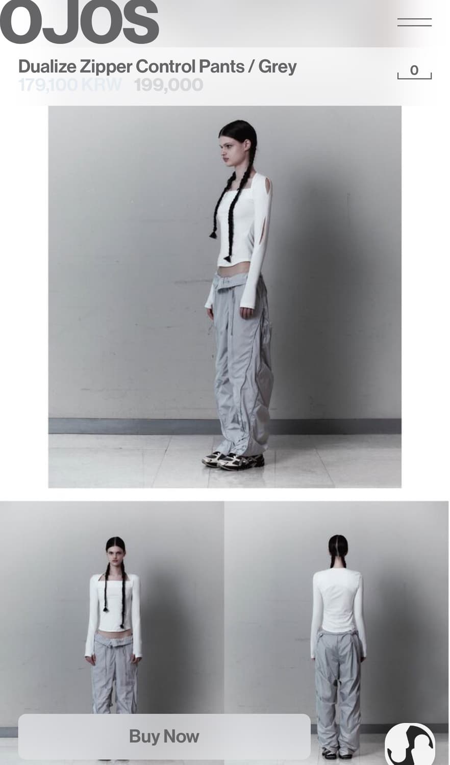 오호스 바지 Dualize Zipper Control Pants Grey 상품이미지1