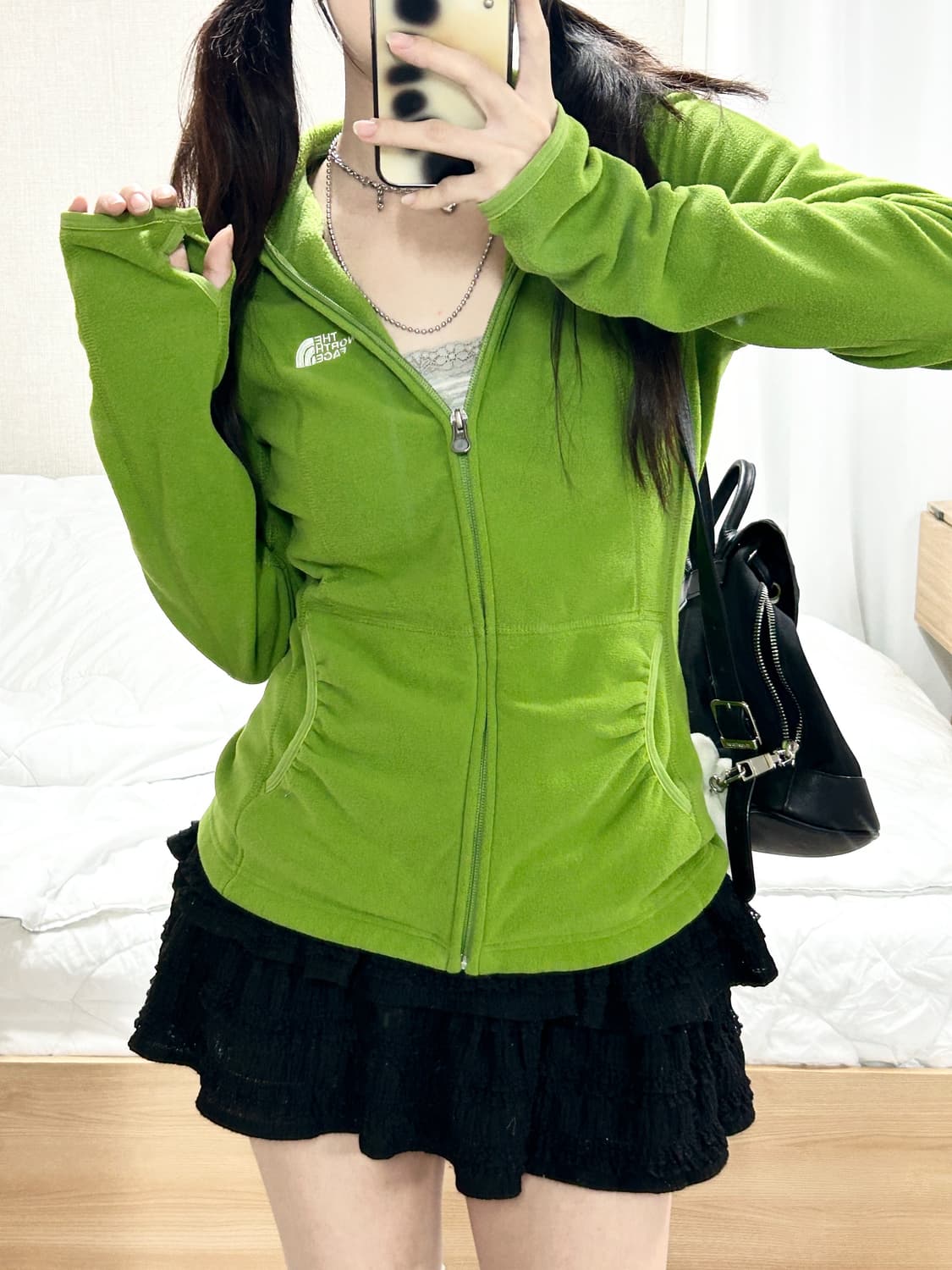 노스페이스 자수로고 연두 워머 후리스 상품이미지2