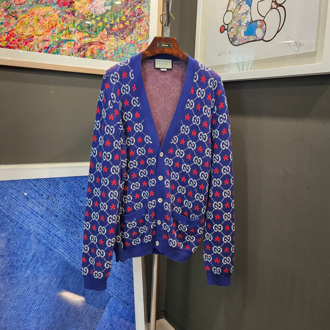 구찌 GG로고 자카드 멀티컬러 가디건 상품이미지1