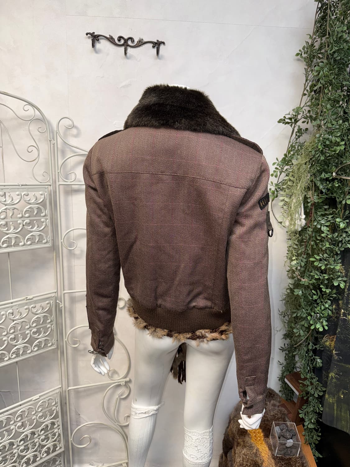 Tommy Hilfiger brown fur collar wool 봄버 상품이미지10