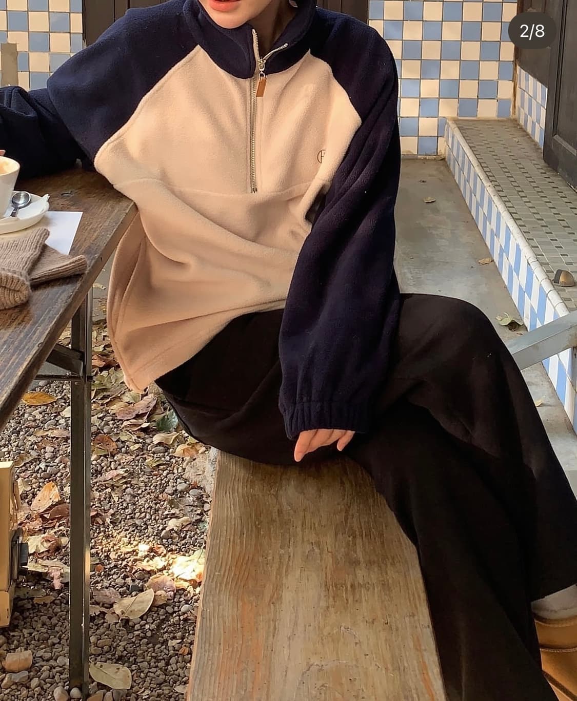 드혀니 플리스 하프 집업 리본빛 더바넷 시엔느 상품이미지2