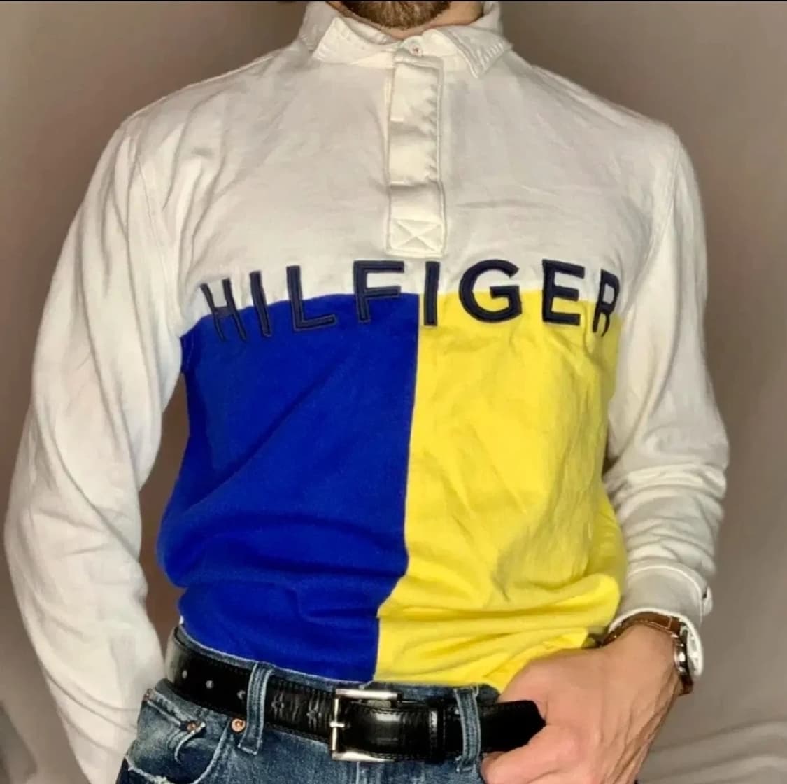 타미힐피거 컬러블록 럭비 긴팔티 L 상품이미지1