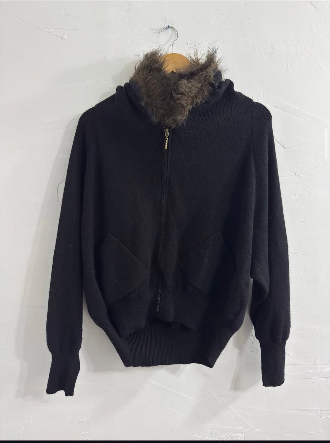 fur hood knit zipup 상품이미지1