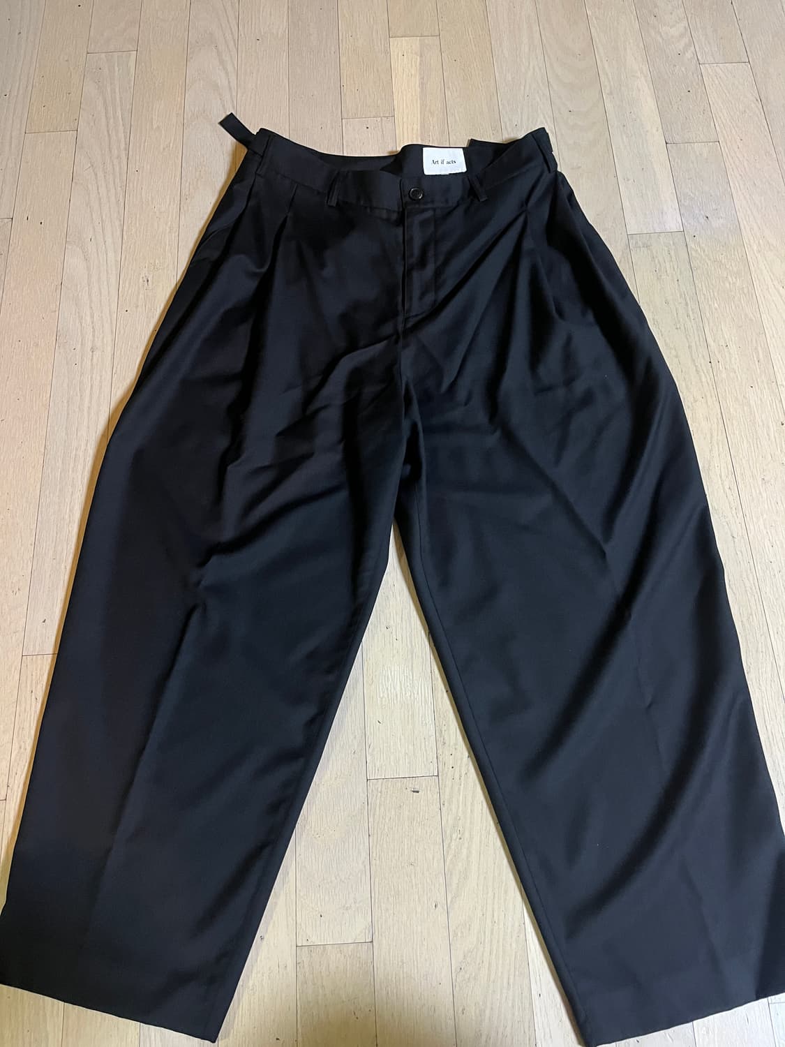 아트이프액츠 벨티드 울사이드 투턱 팬츠 남성 XL 상품이미지4