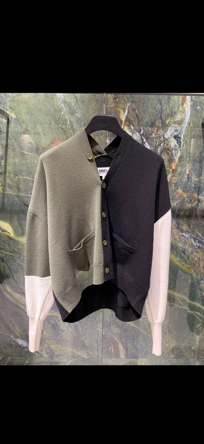 MM6 마르지엘라 엘보 패치 컬러블록 버튼업 가디건 XXL 상품이미지1