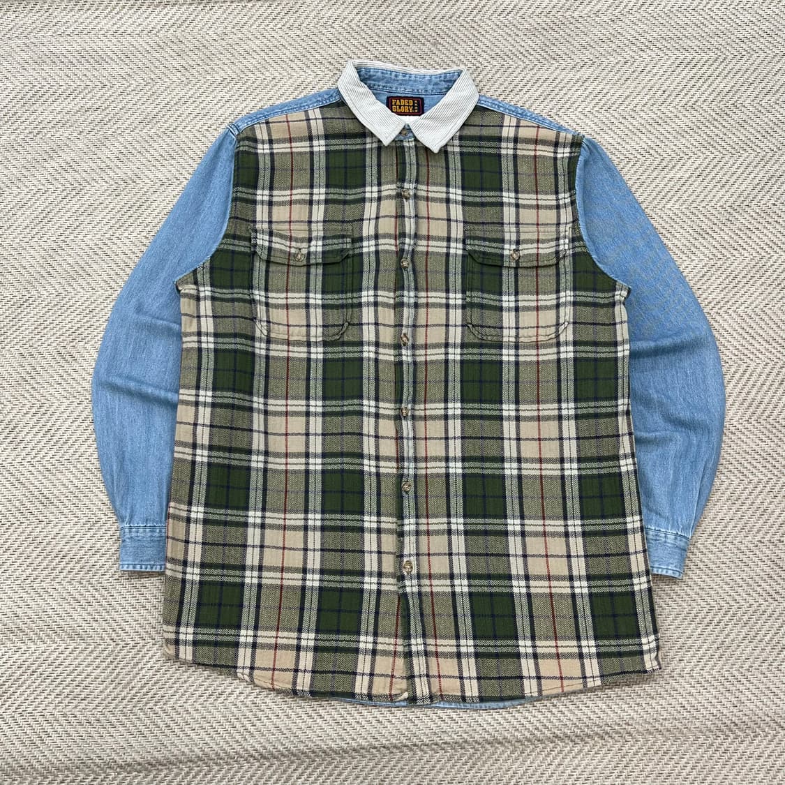 페이디드 글로리 체크 배색 데님 셔츠 r3357 상품이미지1