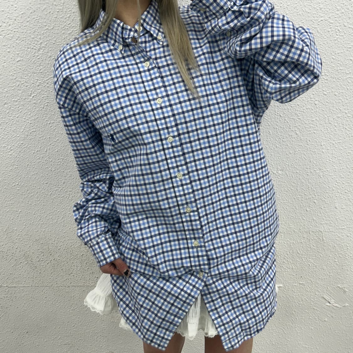 폴로 랄프로렌 네이비포니 고방체크 셔츠 L 상품이미지1