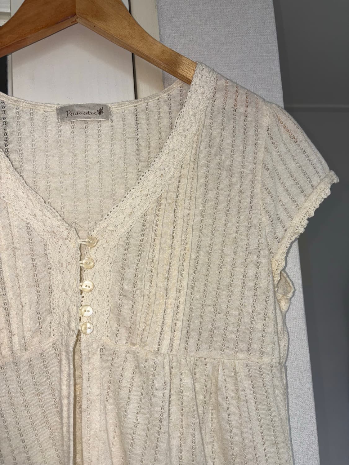 아이보리 반소매 니트  상품이미지6