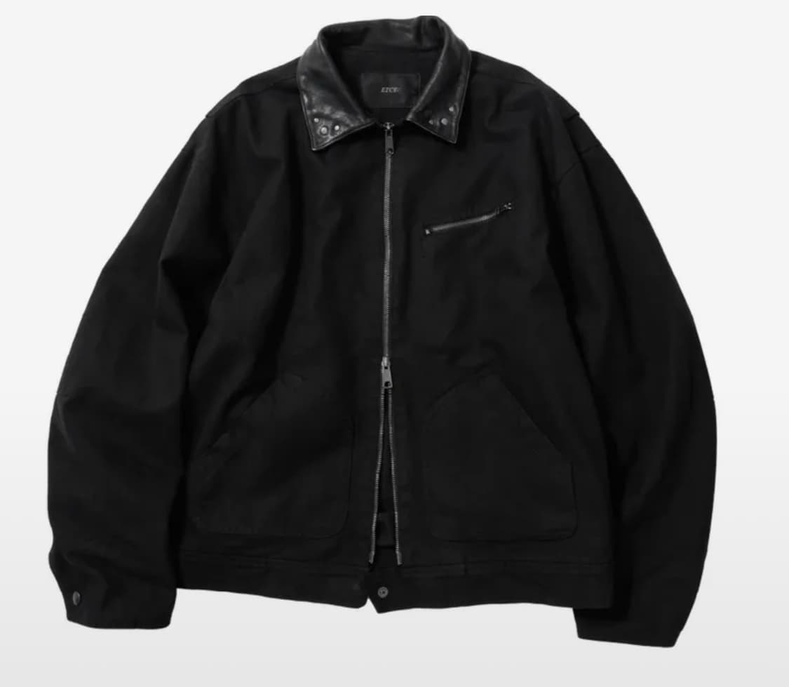 ETCE 빈티지 카라 레더 워크 자켓 블랙 상품이미지2