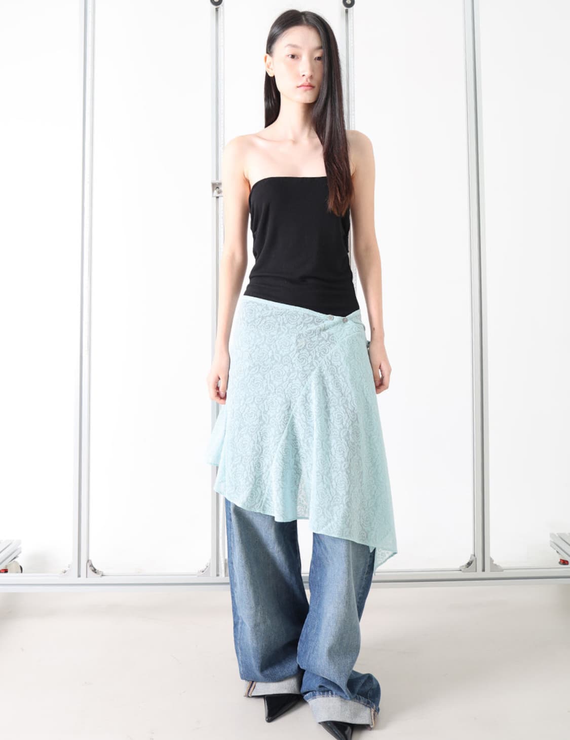 구아브 guav LACE LAYERED SKIRT 레이어드 스커트 상품이미지2