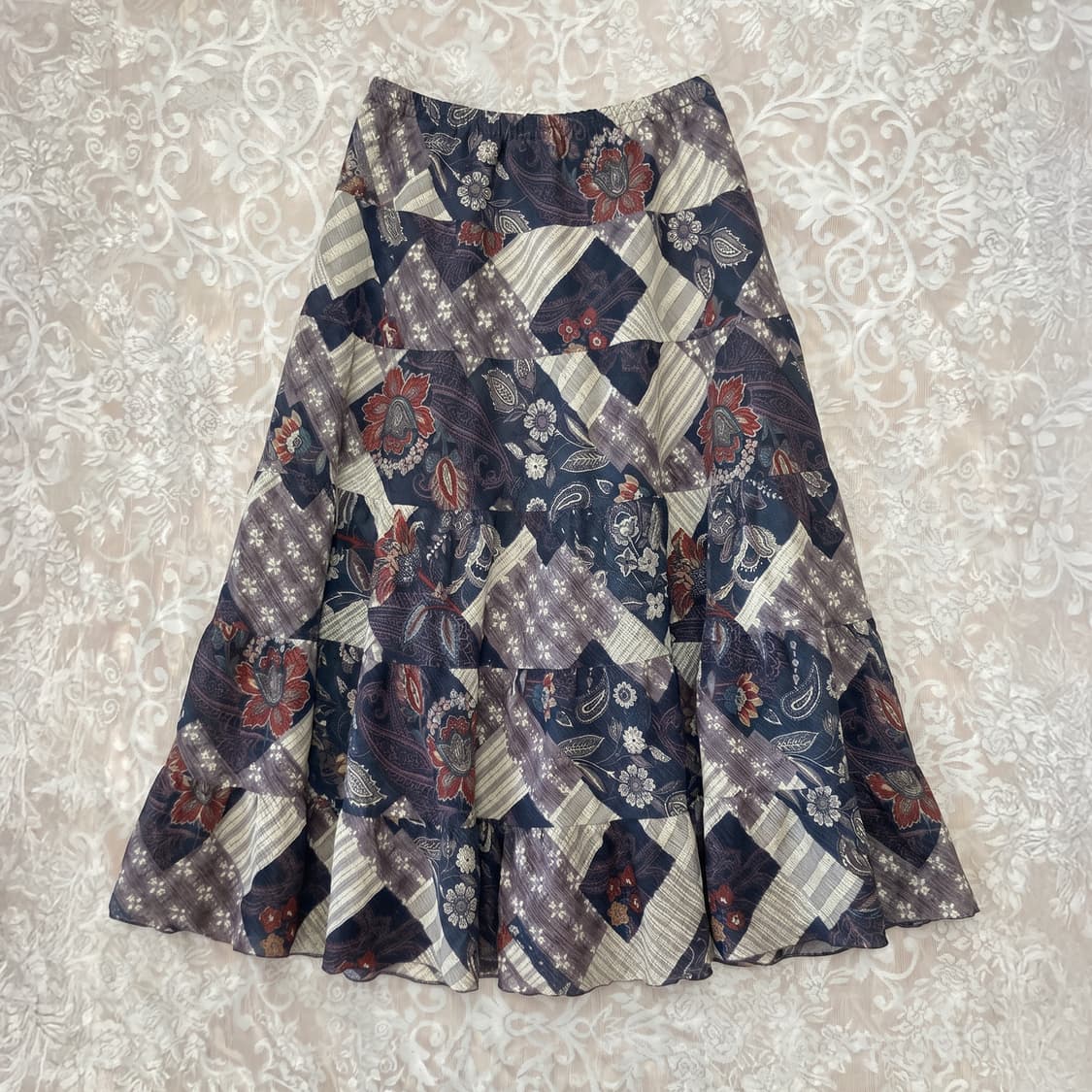 Harmonica vintage patchwork skirt 상품이미지1