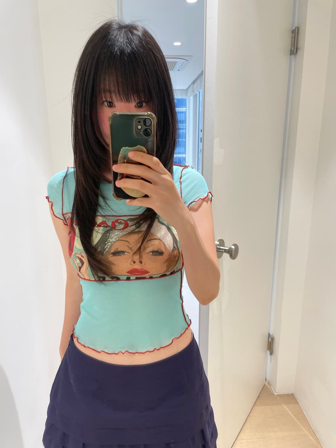 vintage printing mesh top 상품이미지2