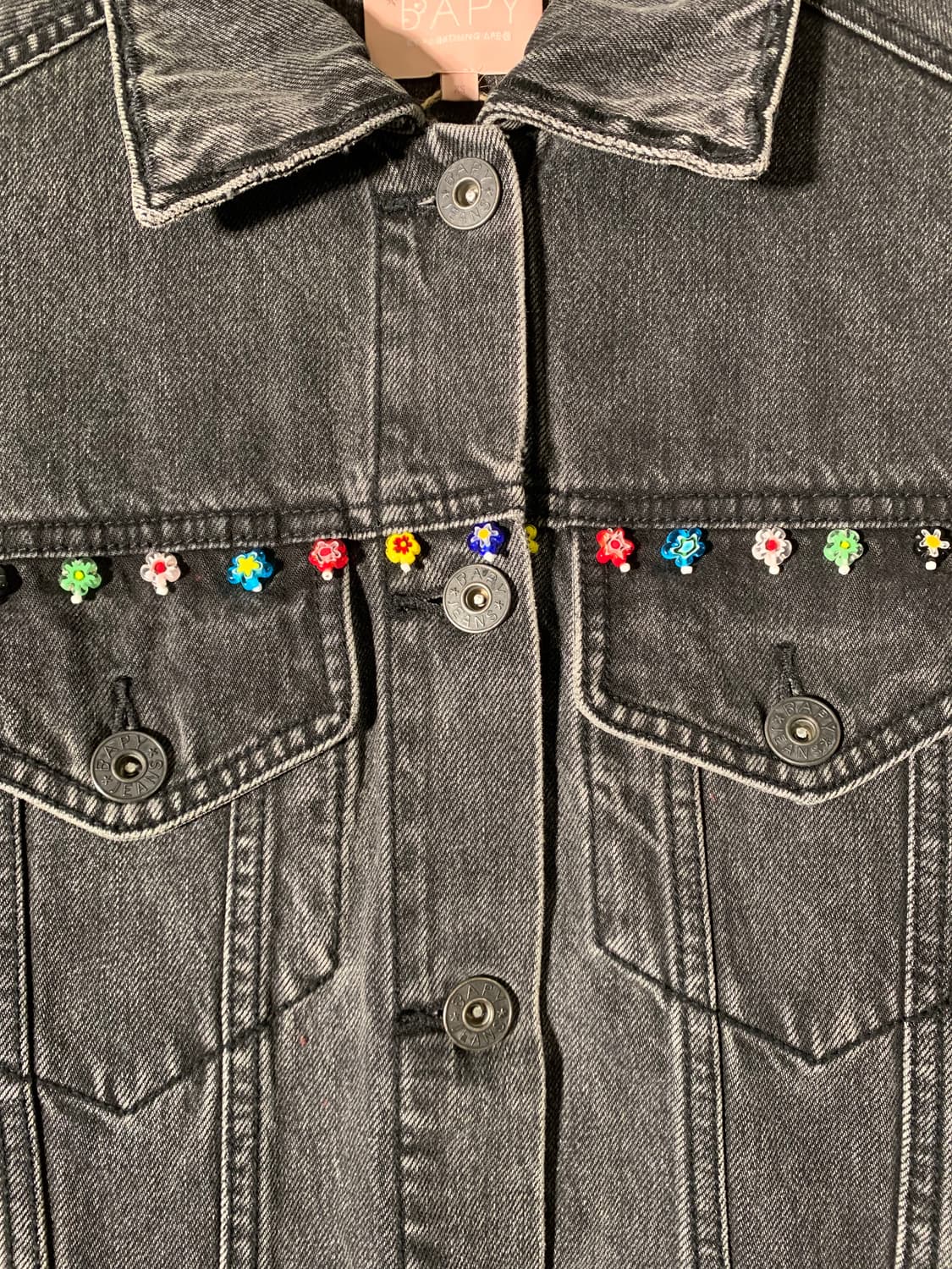 베이피 플라워 비즈 데님 자켓 상품이미지3