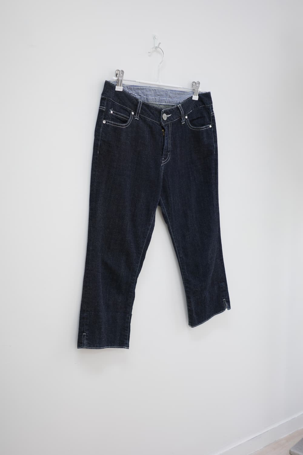 Denim check capri pants 상품이미지2