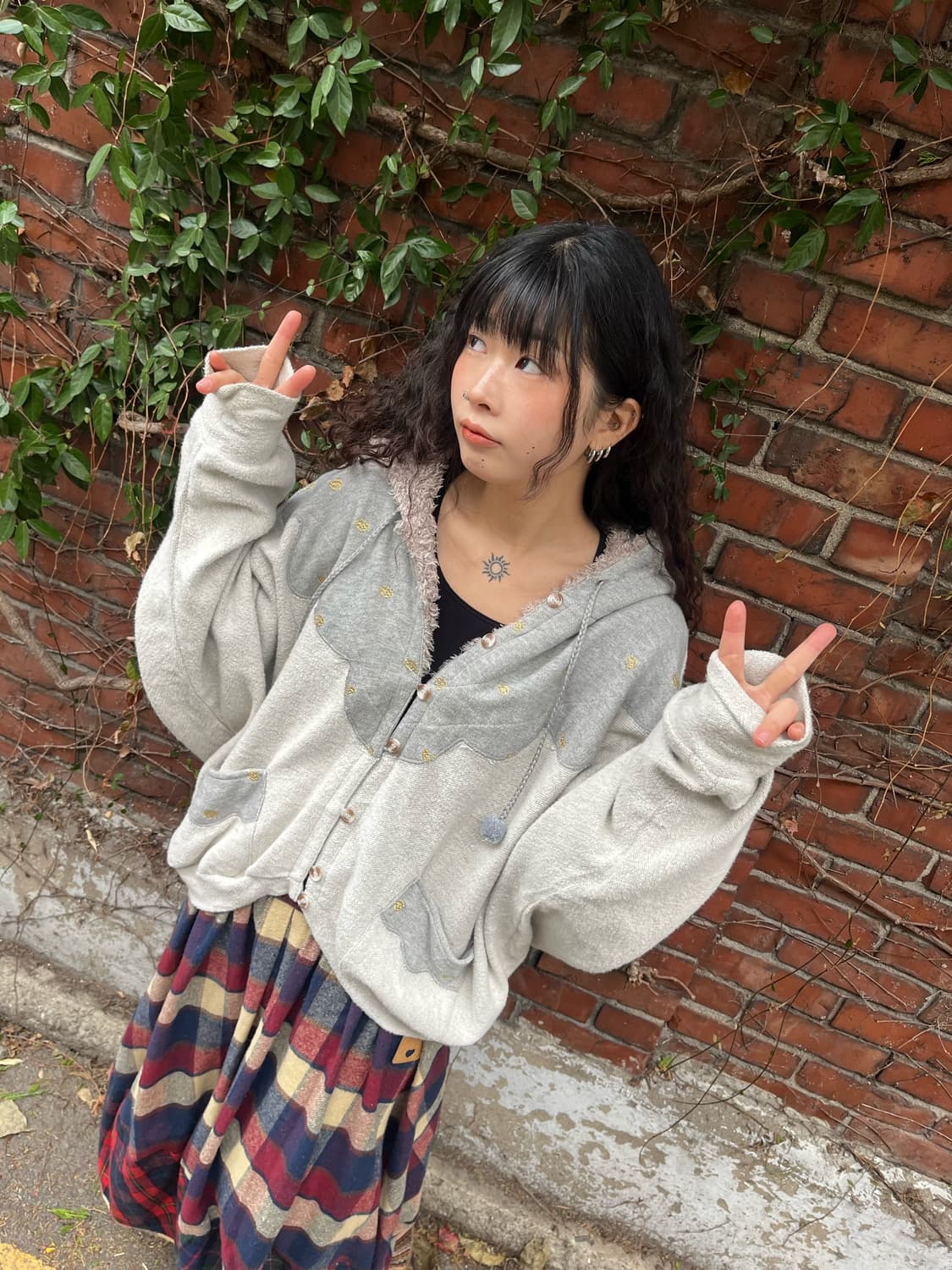 가오리핏 그레이 후드 아우터 상품이미지4