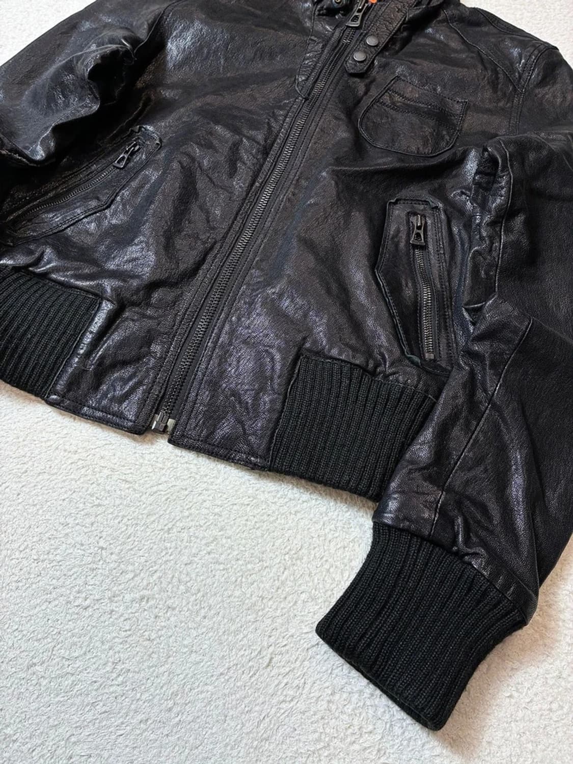 휴고보스 00's Y2K 유틸리티 가죽 봄버 자켓 PN6802 상품이미지5