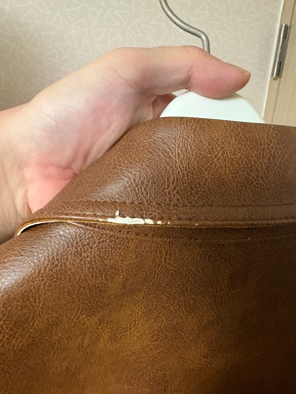 알렌느 패치드 3D 포우 레더 레이싱 자켓 브라운 상품이미지5